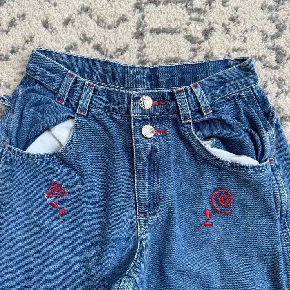 Vtg Y2K Youth Disney Mickey & Co Denim Embroidered Jeans Size 8